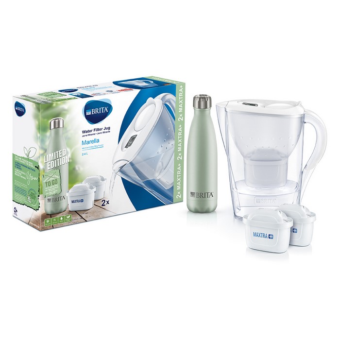 JARRA BRITA MARELLA BLANCA + 2 FILTROS+ BOTELLA